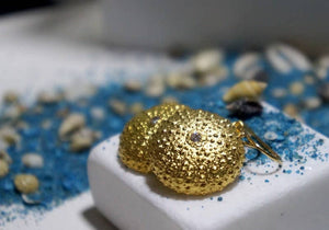 Earrings Gold Plated Silver Sea Urchin With Zircon Earrings