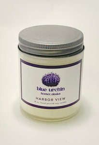 blue urchin harbor view soy candle