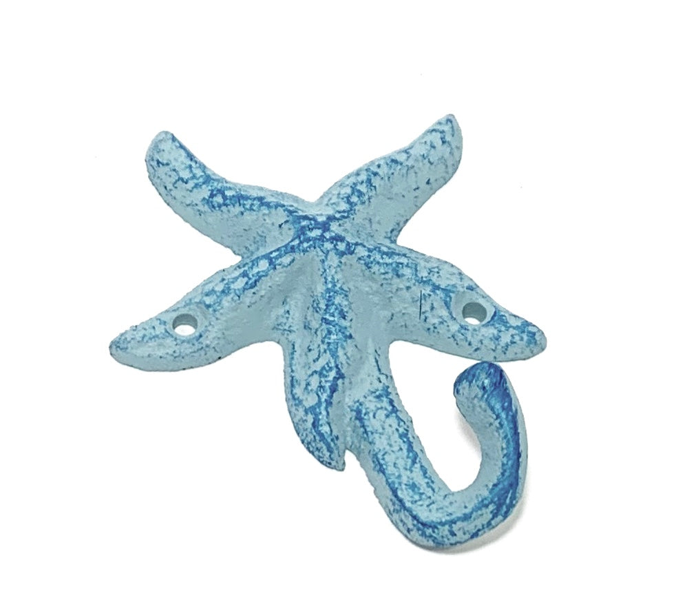 sea star aqua blue wall hook