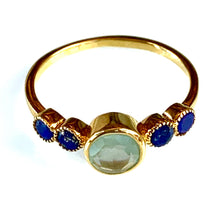 Load image into Gallery viewer, bezel set chalcedony and lapis ring